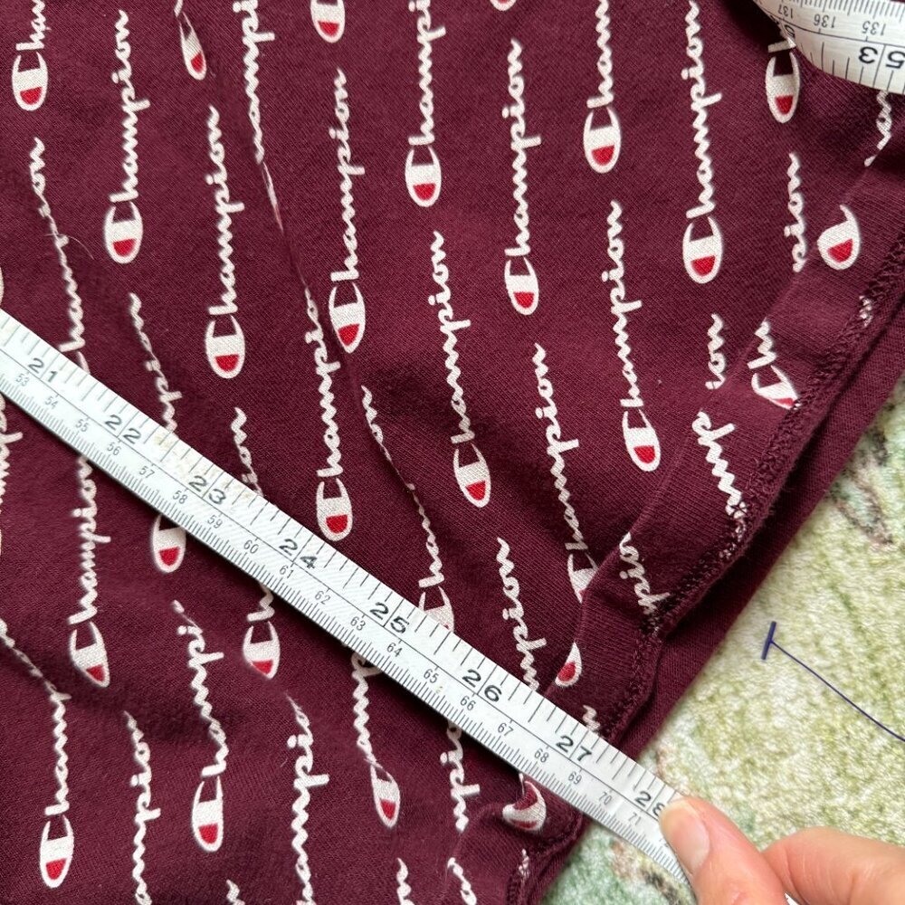 Champion Heritage Y2K All Over Print Womens Large Spell Out Maroon 100% Cotton - Picture 8 of 8